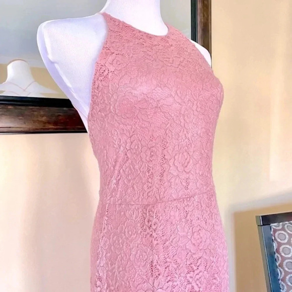 Love X Design Pink Vesta Stretch Lace Maxi Dress Size Medium - Picture 5 of 11